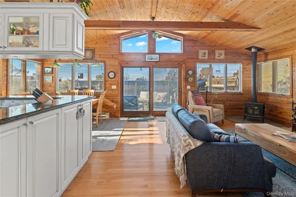 a lobby with furniture and windows