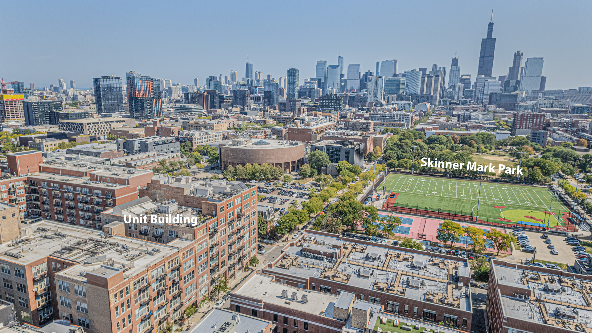 1500 West Monroe Street, Unit 517 Chicago, IL 60607 - Photo 25 of 26 a city view with tall buildings