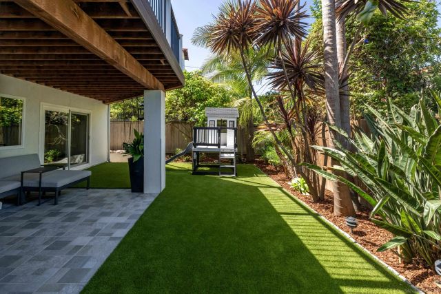 a view of a porch with a backyard