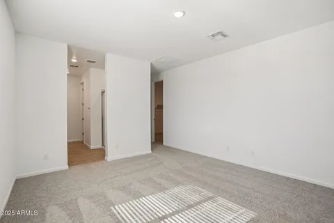 a view of garage with wooden wall