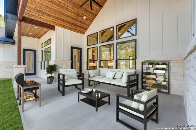 a living room with furniture