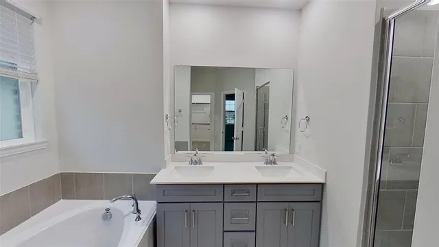 a bathroom with a sink and a bathtub