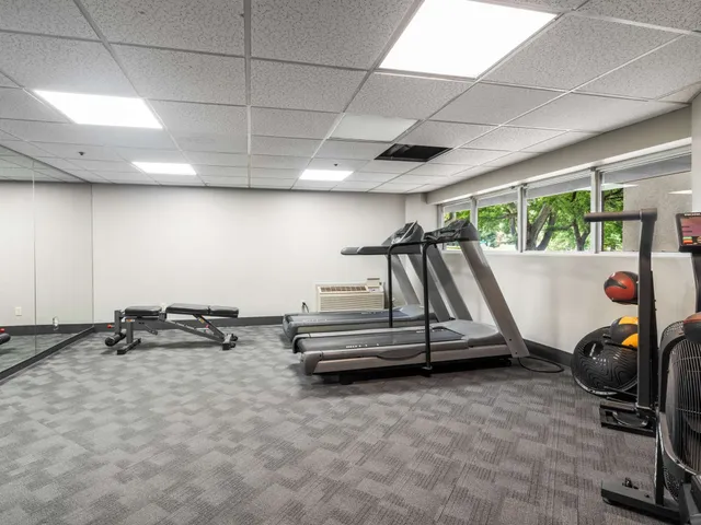a view of a room with gym equipment