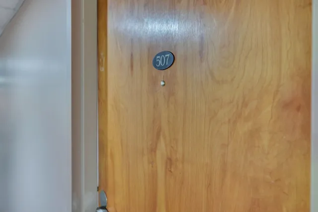 a view of door with a small space