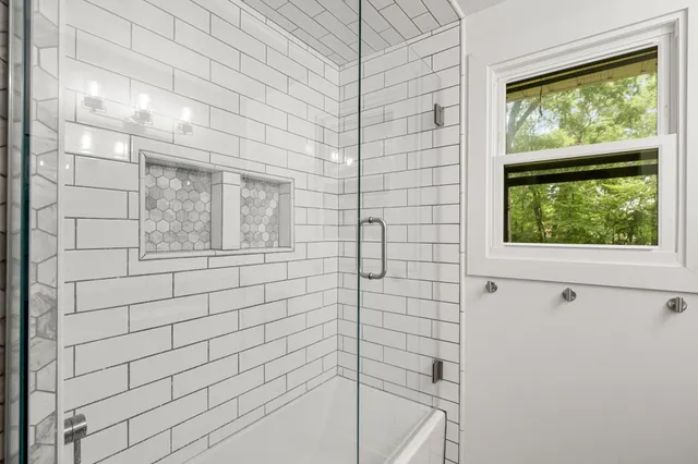 a bathroom with a shower