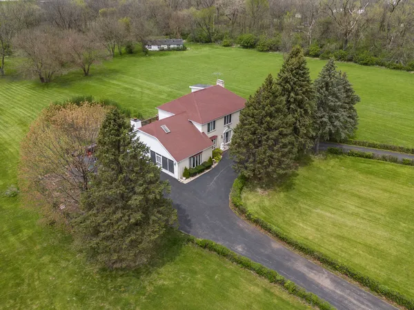 a view of a yard with an trees
