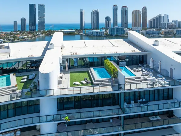 a city view with tall buildings