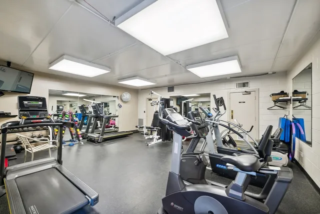 a view of a room with gym equipment