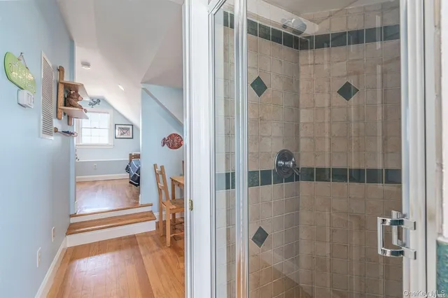 a bathroom with a shower