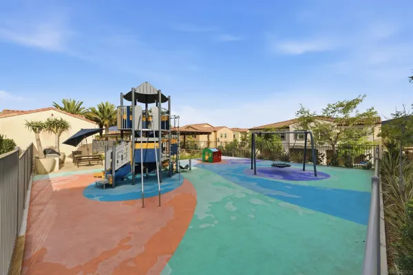a view of a park with slide