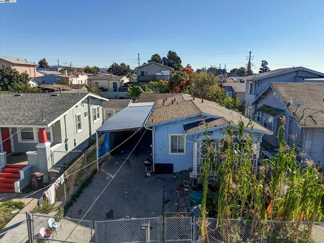 a aerial view of a house with a plants