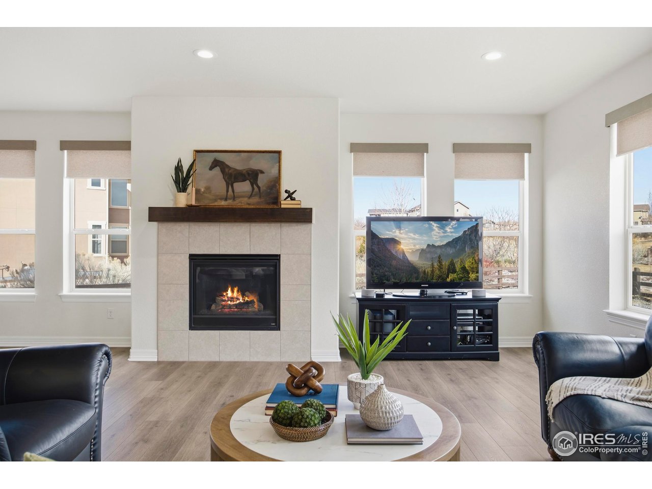 6402 Foothills View Place Fort Collins, CO 80528 - Photo 12 of 50 a living room with furniture and a fireplace