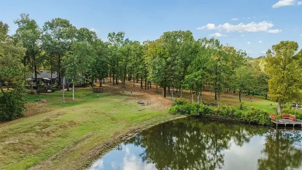 a view of a lake with houses