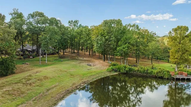 a view of a lake with houses