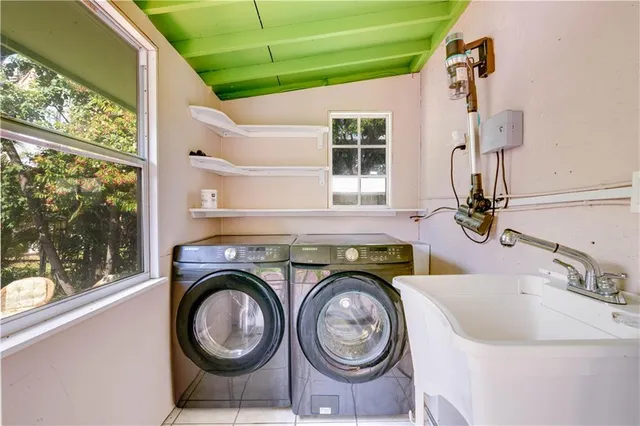 a view of an outdoor space and seating area