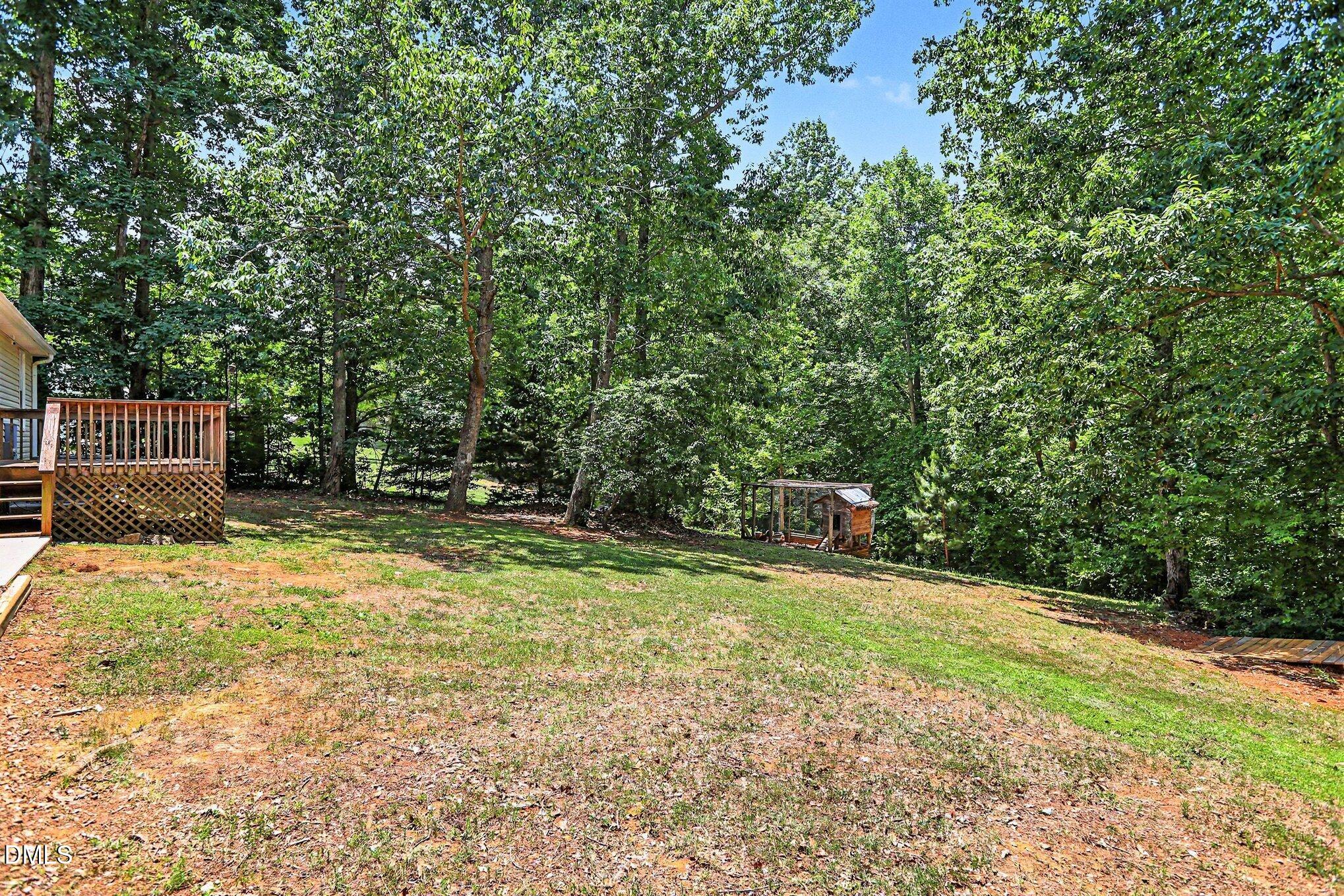 5359 Bass Mountain Road Snow Camp, NC 27349 - Photo 20 of 25 a backyard of a house with a trees and plants