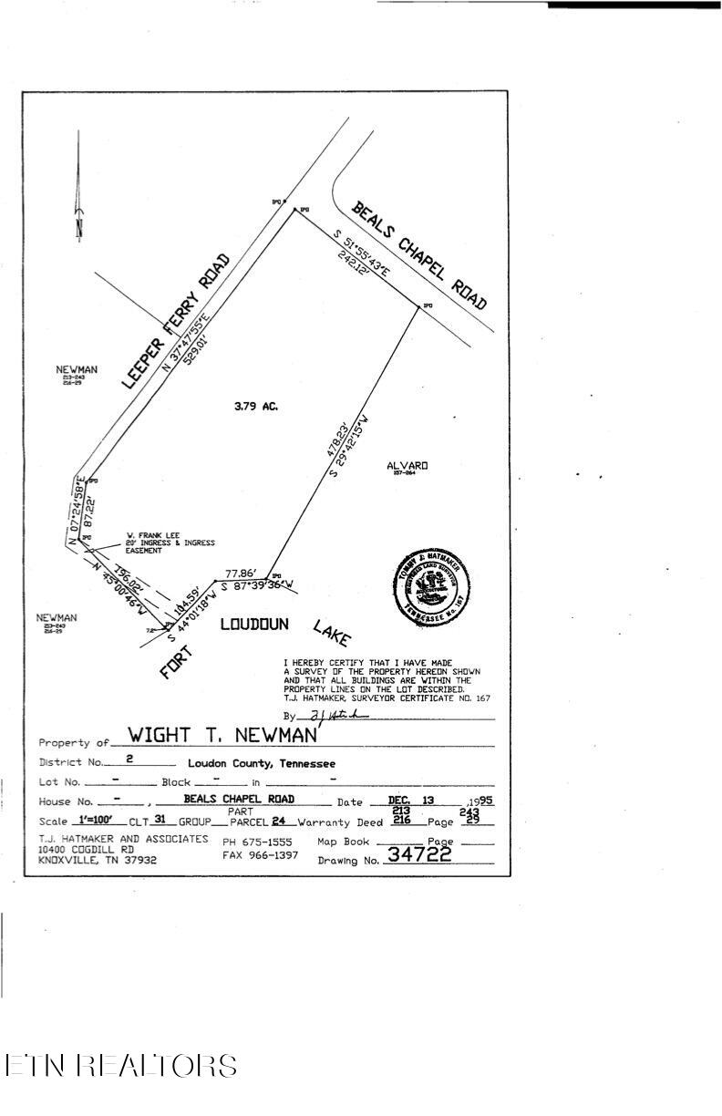 Lot#1 Beals Chapel Road Lenoir City, TN 37772 - Photo 22 of 22 ROW Plat Beals Chapel