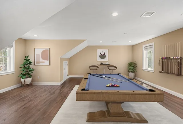 a view of a wooden roof deck