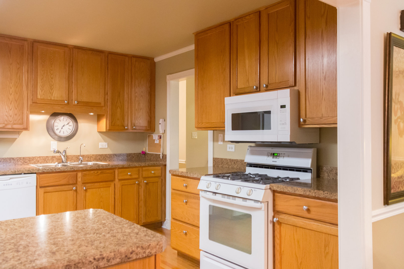 15254 Arroyo Drive Oak Forest, IL 60452 - Photo 9 of 39 a kitchen with stainless steel appliances granite countertop a stove a sink and a microwave