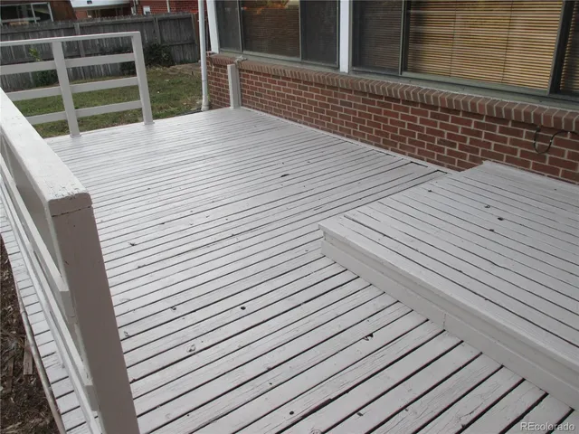 a view of wooden balcony
