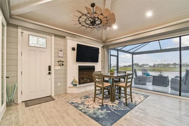 a view of a chairs and table in the patio