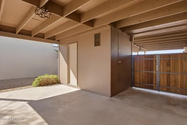 a view of an outdoor space with table and chair
