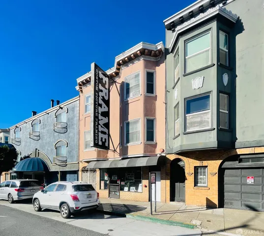 a car parked in front of a building