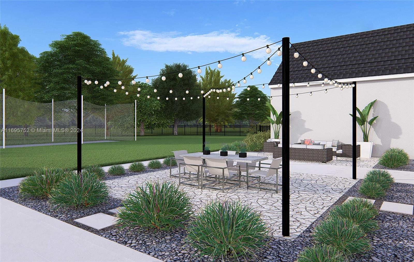 16684 Southwest 59th Court Southwest Ranches, FL 33331 - Photo 14 of 16 a view of a patio with a table chairs and a backyard