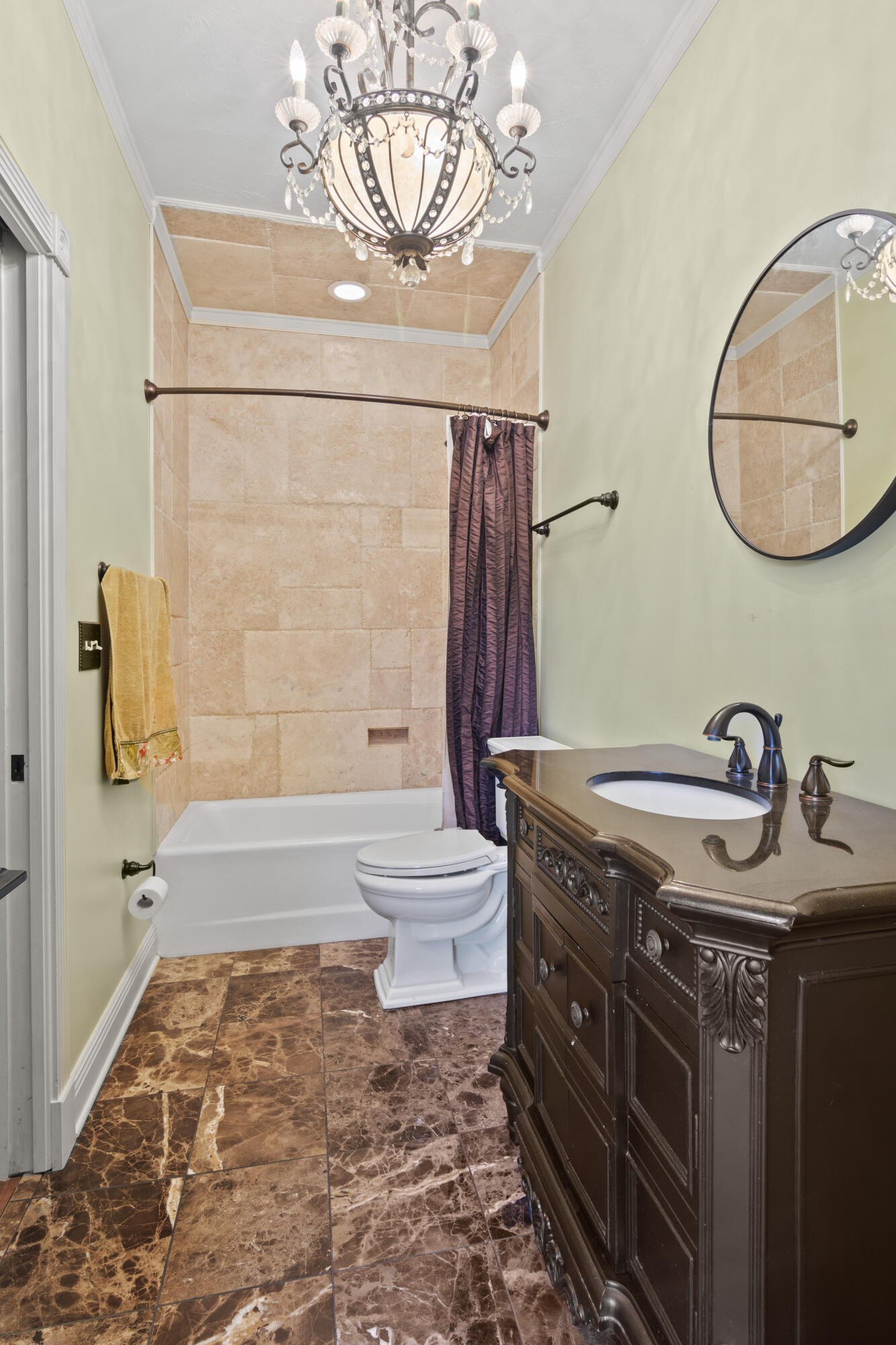 8850 Hidden Pines Road Fort Pierce, FL 34945 - Photo 33 of 72 a bathroom with a granite countertop sink a toilet and bathtub