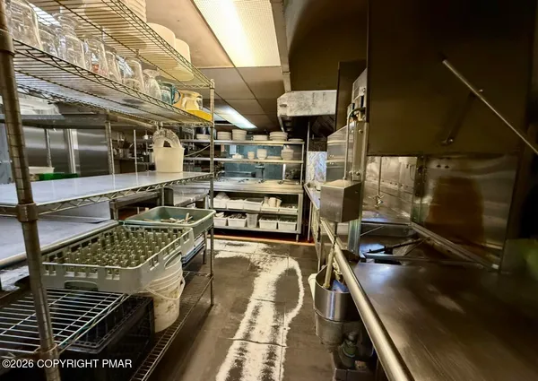 a kitchen with lots of counter top space