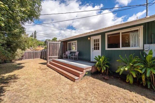 a outdoor view of a house with a patio