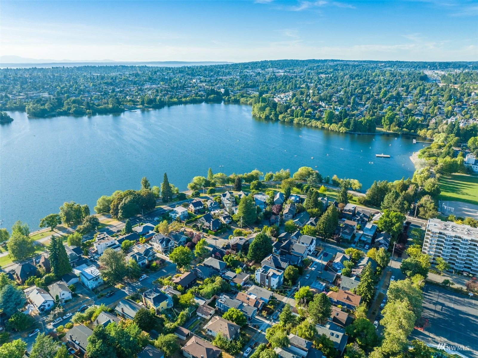 6525 Chapin Place North Seattle, WA 98103 - Photo 30 of 35 an aerial view of a houses with a lake view