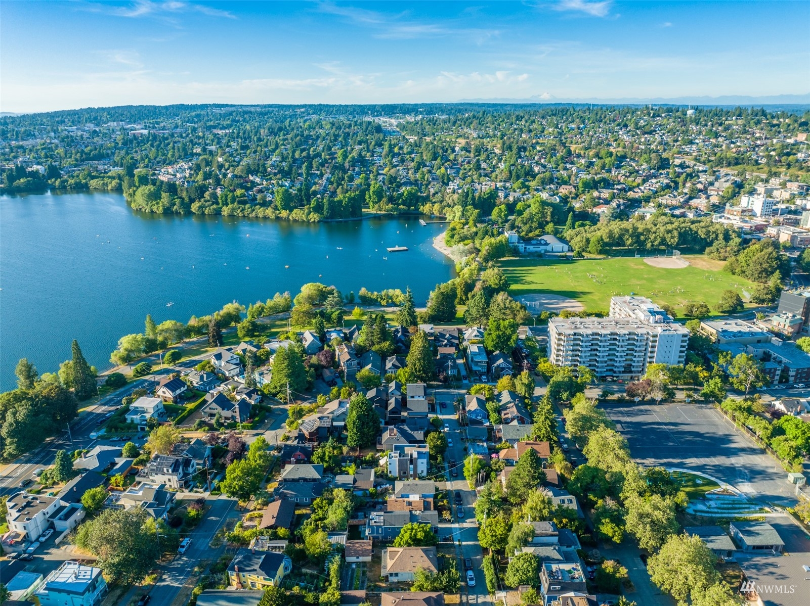 6525 Chapin Place North Seattle, WA 98103 - Photo 31 of 35 an aerial view of a houses with a lake view