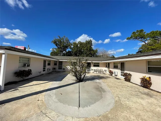a view of a house with a patio