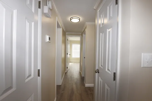 a bathroom with a mirror and a shower