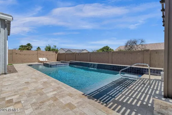 a view of a terrace with a garden