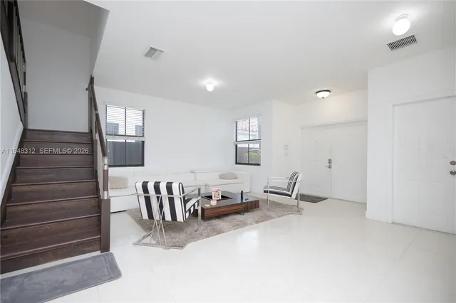 a living room with furniture