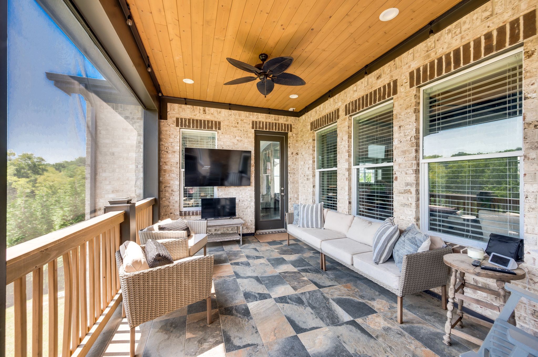 2156 Hartland Road Franklin, TN 37069 - Photo 56 of 63 Wood ceiling, recessed lights, & ceiling fans on the screened porch