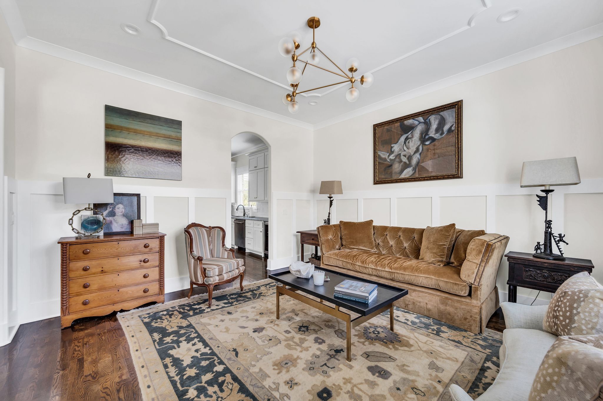 2156 Hartland Road Franklin, TN 37069 - Photo 10 of 63 Hardwood floors & wainscoting in the formal dining room (furnished as a living room)