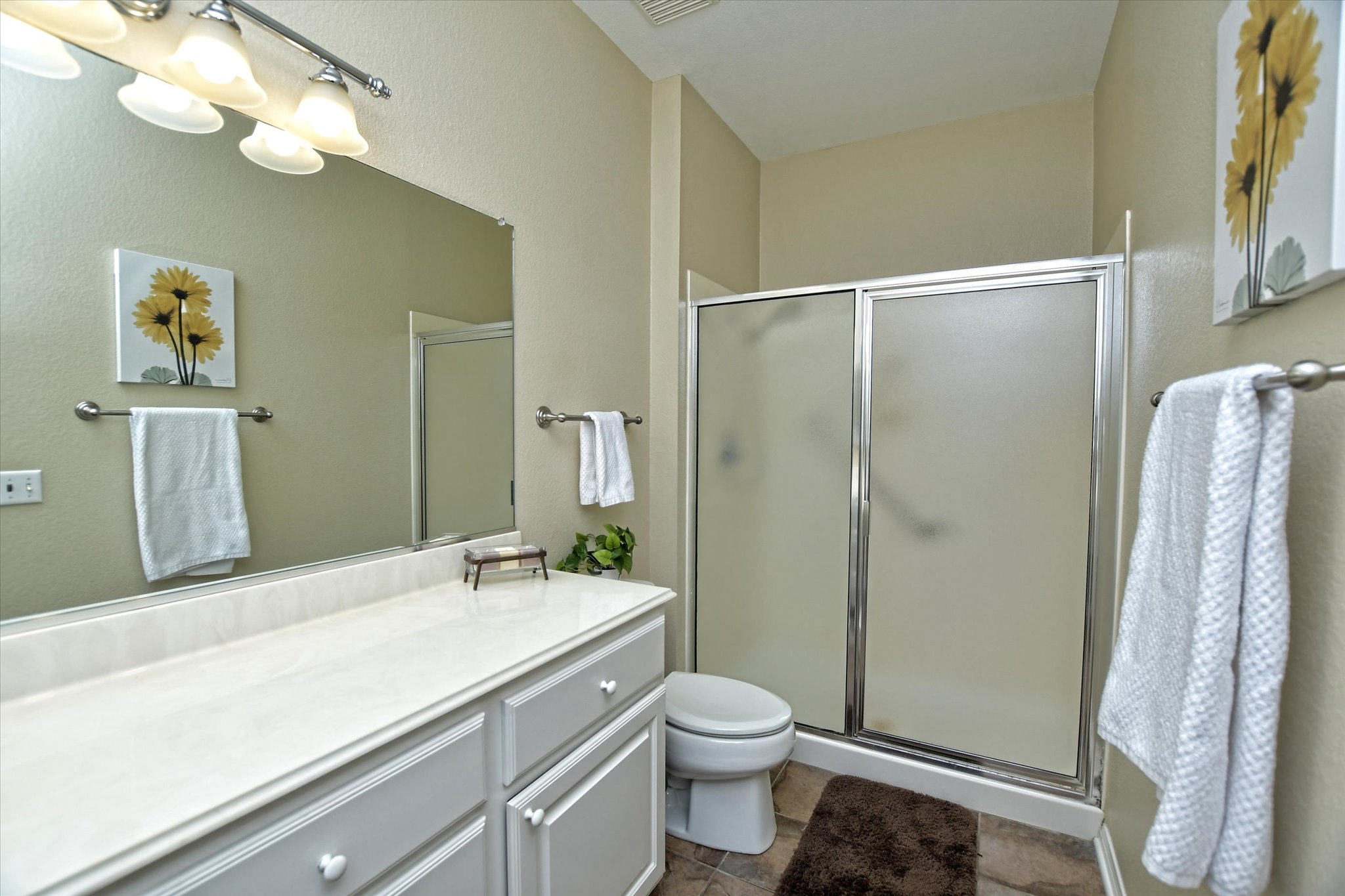 121 Buttercup Trail Georgetown, TX 78633 - Photo 14 of 31 En-suite primary bathroom has standup shower with hand rail.