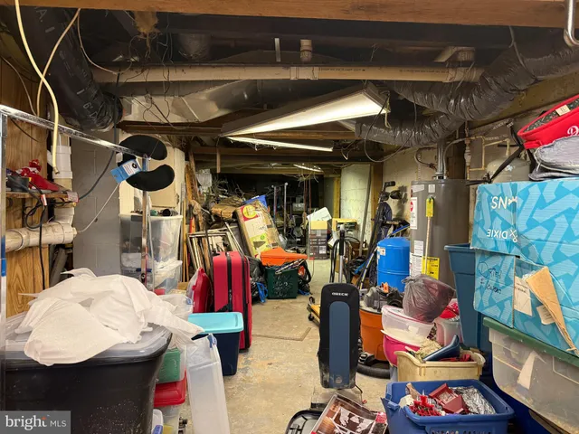 a storage room with rug