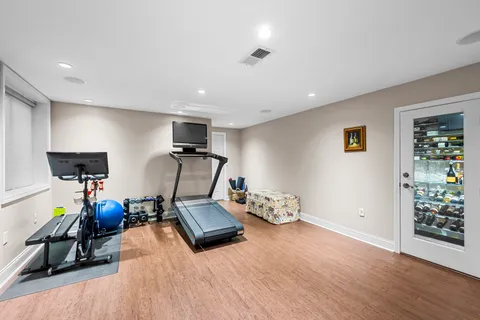 a view of a room with gym equipment
