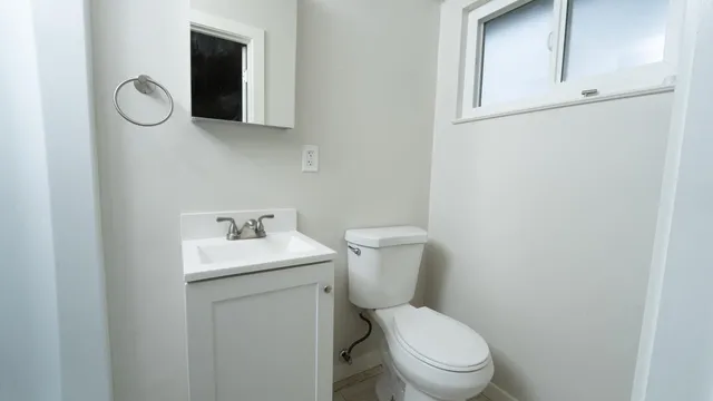 a white toilet sitting next to a bathroom sink