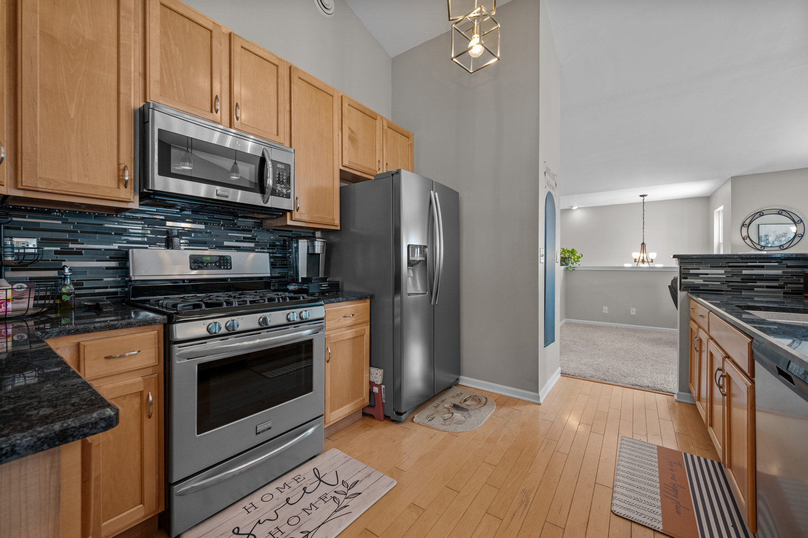 2448 Oneida Lane Naperville, IL 60563 - Photo 10 of 19 a kitchen with stainless steel appliances granite countertop a stove a refrigerator and a microwave