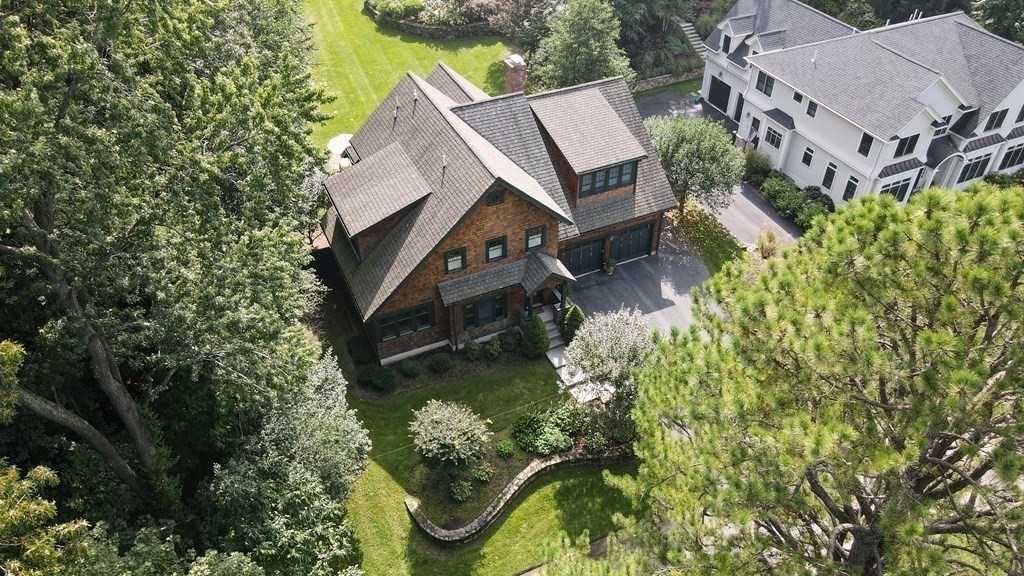 32 Standish Circle Wellesley, MA 02481 - Photo 22 of 41 an aerial view of a house with a yard swimming pool and outdoor seating