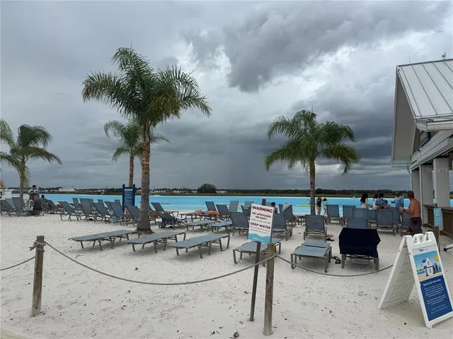 an outdoor space with seating