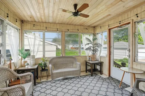 a living room filled with furniture