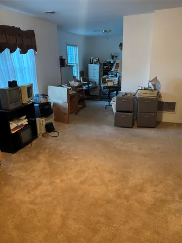 a living room with furniture and a white couch