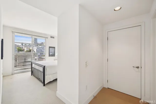 a view of a building from a balcony