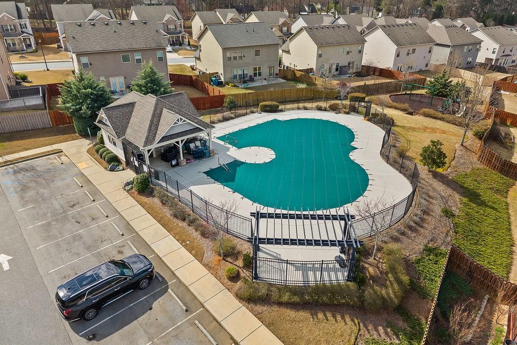 2415 Matlin Way Buford, GA 30519 - Photo 62 of 65 an aerial view of a house with a swimming pool and outdoor seating